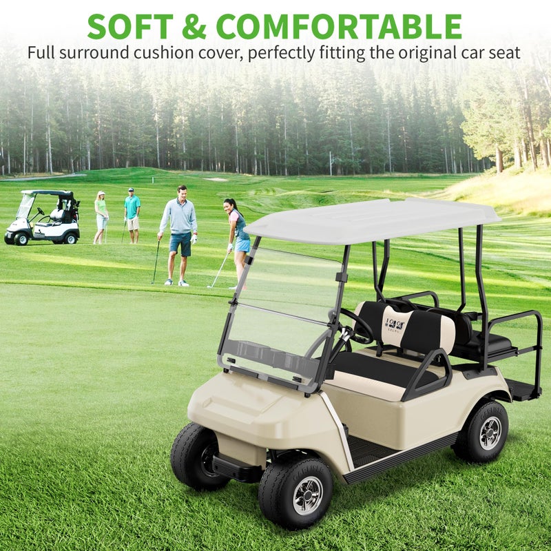 10L0L Golf Cart Seat Covers Kit - Universal Fit for EZGO TXT/RXV Front Seats | Breathable Mesh Fabric | Easy Installation | Black & Beige (No Staples Required)â€‹â€‹ - Image 5